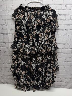 Misa Los Angeles Black Floral Print Skirt